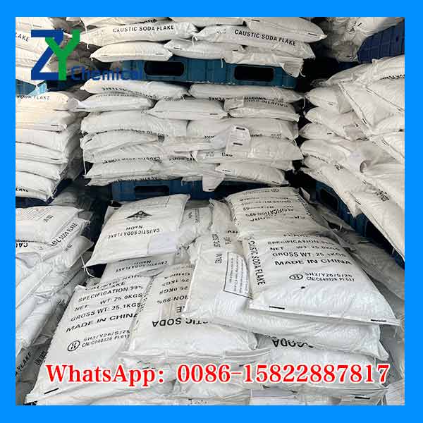 Stock disponible de soude caustique en paillette 25 kg - Soude caustique sac 25 kg haute r&eacute;sistance &eacute;tanche en entrep&ocirc;t