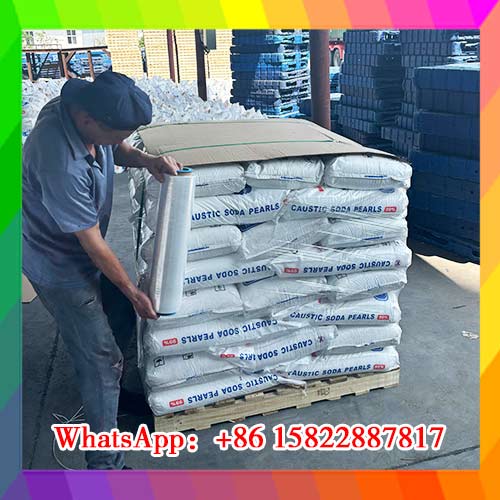 FCL shipping dispatch of caustic soda 25kg bags at Tianjin harbor for bulk worldwide export