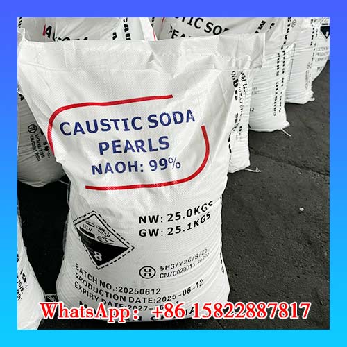 Emballage standard de sac de 25 kg de soude caustique en perles de qualité supérieure